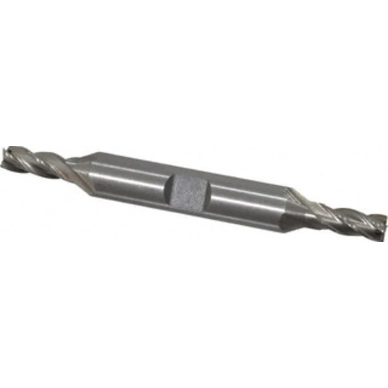 Value Collection 7/32, 9/16 LOC, 3/8 Shank Diam, 3-1/4 OAL, 4 Flute, Cobalt Square End Mill Double End, Uncoated, Spi...